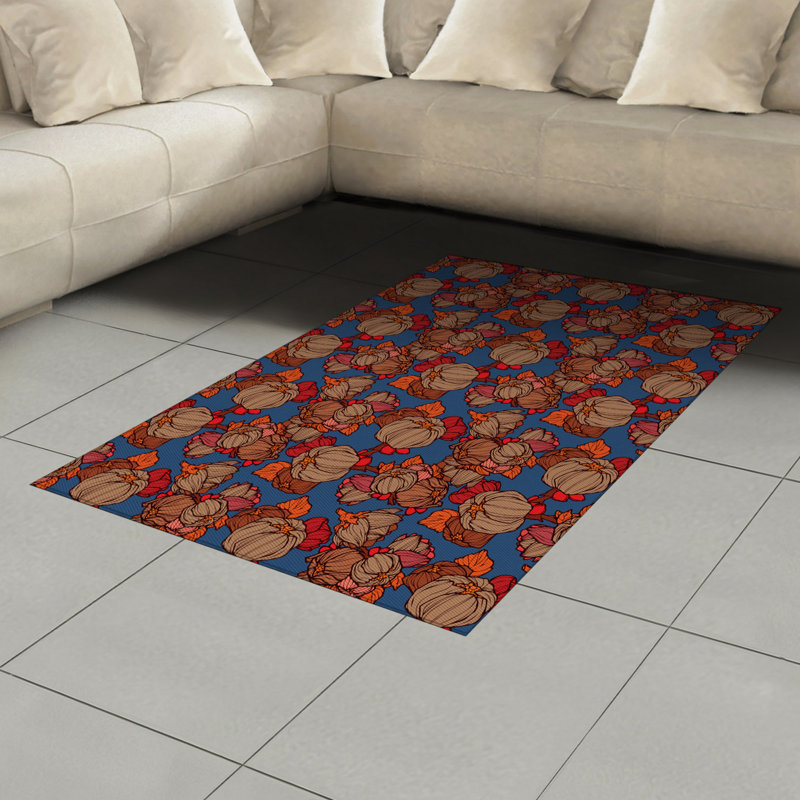 Tapis décoratif floral à haute densité en fibres de polyester, Rectangle— 4 pi x 5 pi 8 po