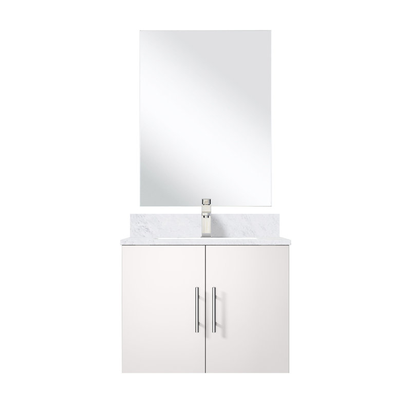 24 po L x P 22 po. Meuble-lavabo blanc brillant, comptoir en marbre, robinet, meuble-lavabo 18 pièces, matériau de fabrication avec résistance aux rayures et aux taches