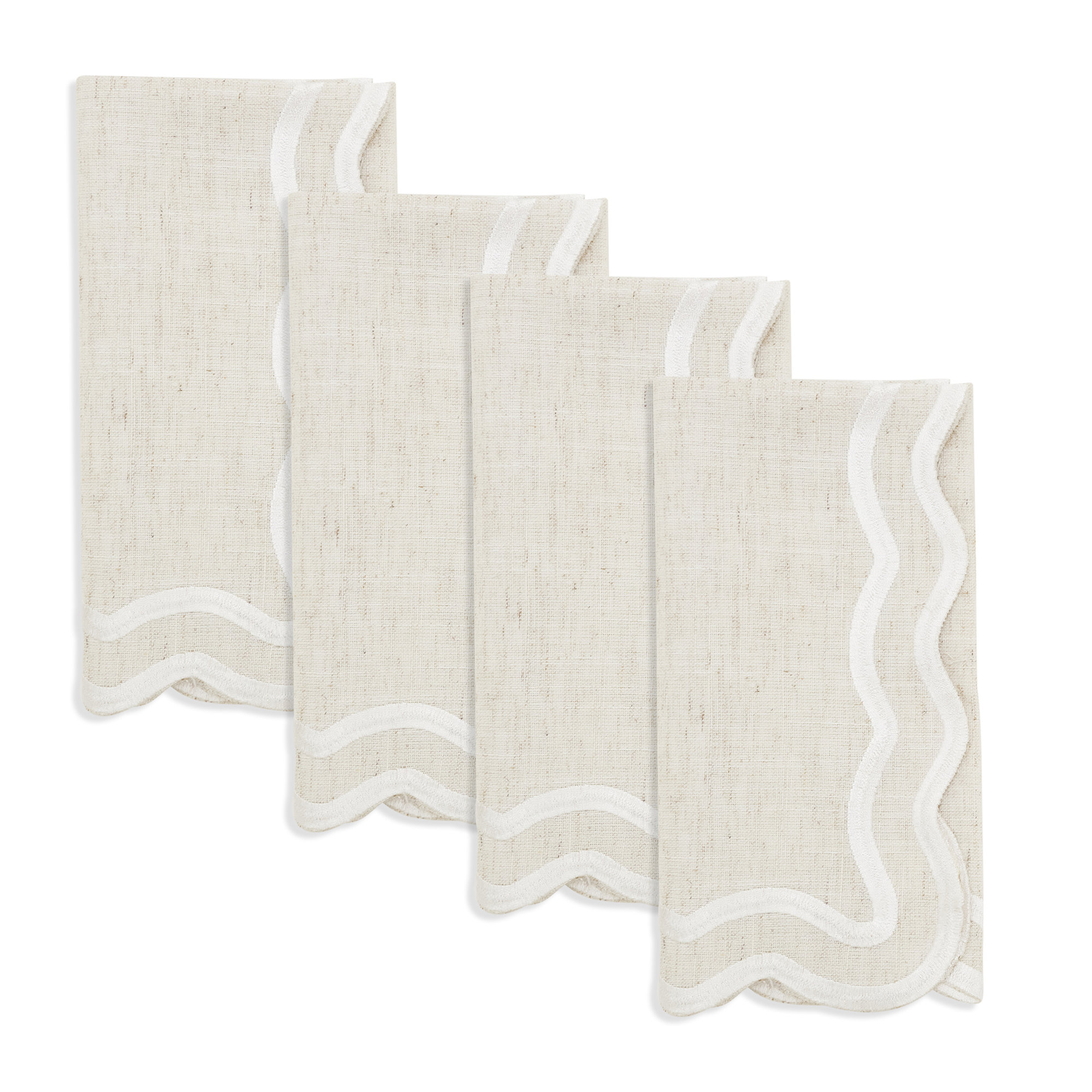 Scalloped Border Napkin (Set of 4), Tan