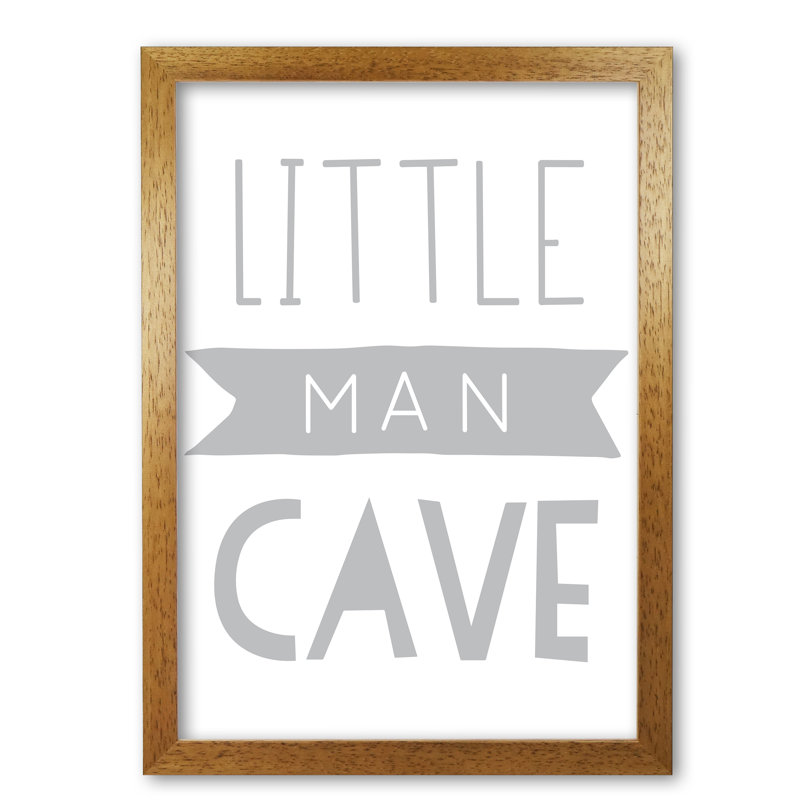 Little Man Cave Banner - Print, 60 cm H x 42 cm W x 5 cm D, Honey Oak Frame
