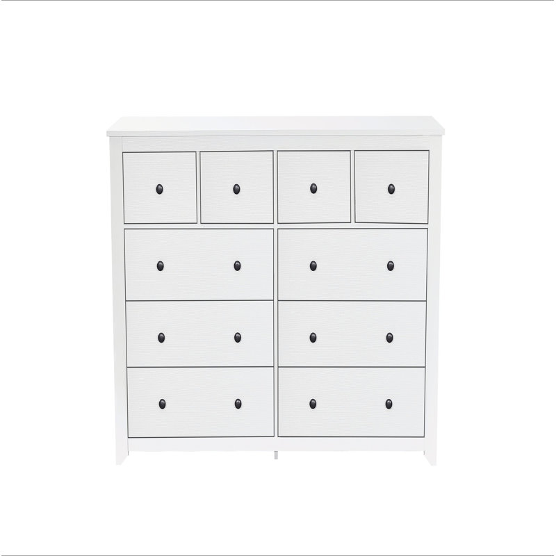 Commode moderne à 10 tiroirs pour la chambre à coucher - Vaste commode de rangement, Blanc antique