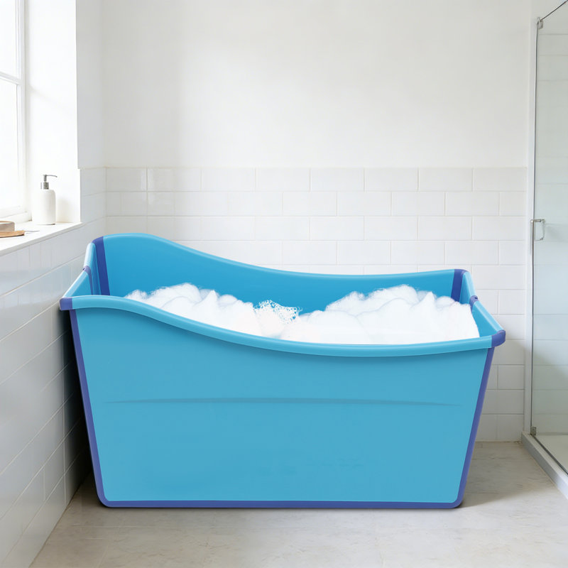 Foldable Bathtub, 22.44" H x 38.19" W x 18.5" D, Blue