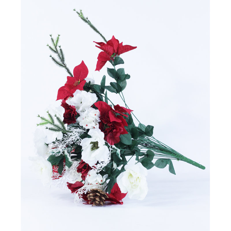 Bouquet de houx, poinsettia, tige et jets