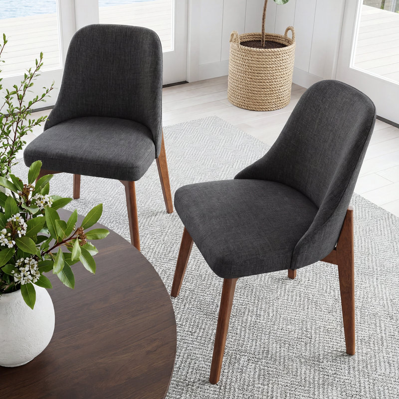 Chaise d'appoint rembourrée en bois massif H 32,7 po, Gris foncé