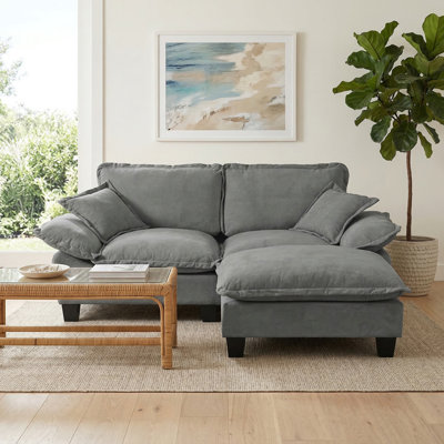 Canapé modulaire modulaire, canapé nuage avec conception de voilier, 1 repose-pieds mobile et 2 coussins moelleux inclus, chenille confortable pour le salon