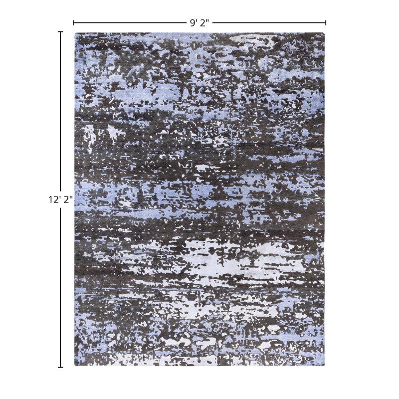 Overdyed One-of-a-Kind Rectangle 9'2" X 12'2" Hand Knotted Area Rug
