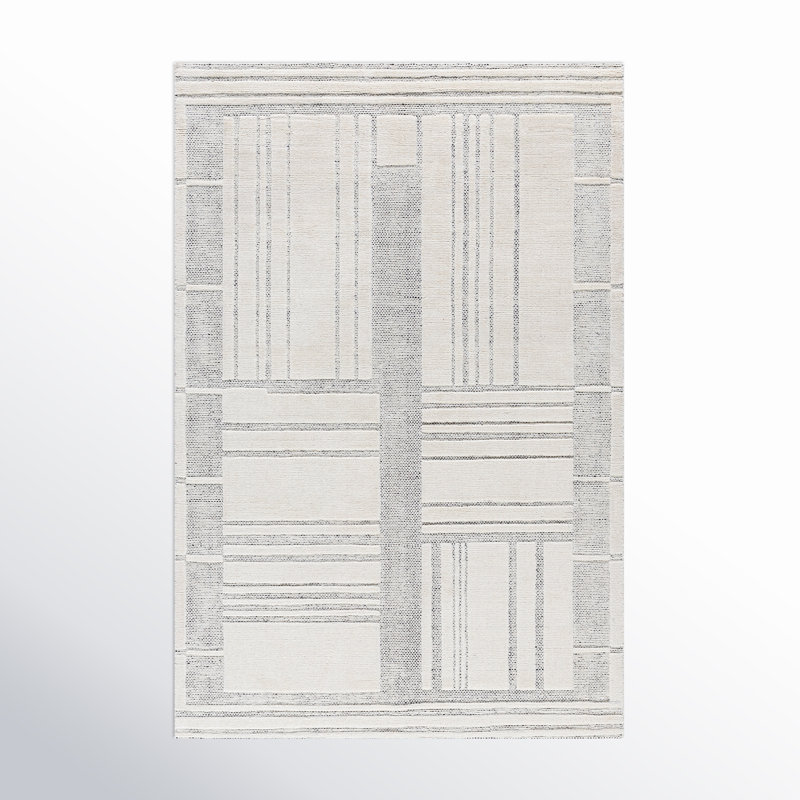 Rectangle Ronaldo Abstract Hand Loomed Wool Area Rug in Brown/Gray, Rectangle 9' x 12'