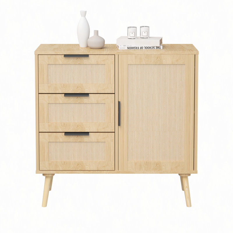Commode de rangement en rotin moderne avec armoire de rangement en bois pour chambre à coucher, salon, entrée et couloir