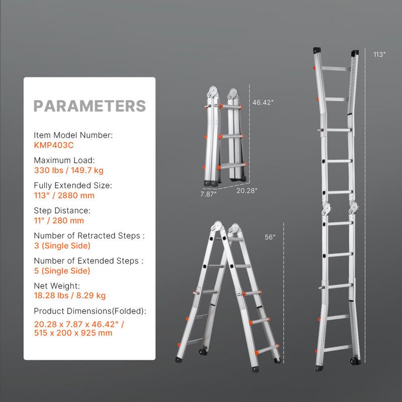 Telescoping Ladder A Frame Extension Multi-Function for Homework, 3.03', 20.28"