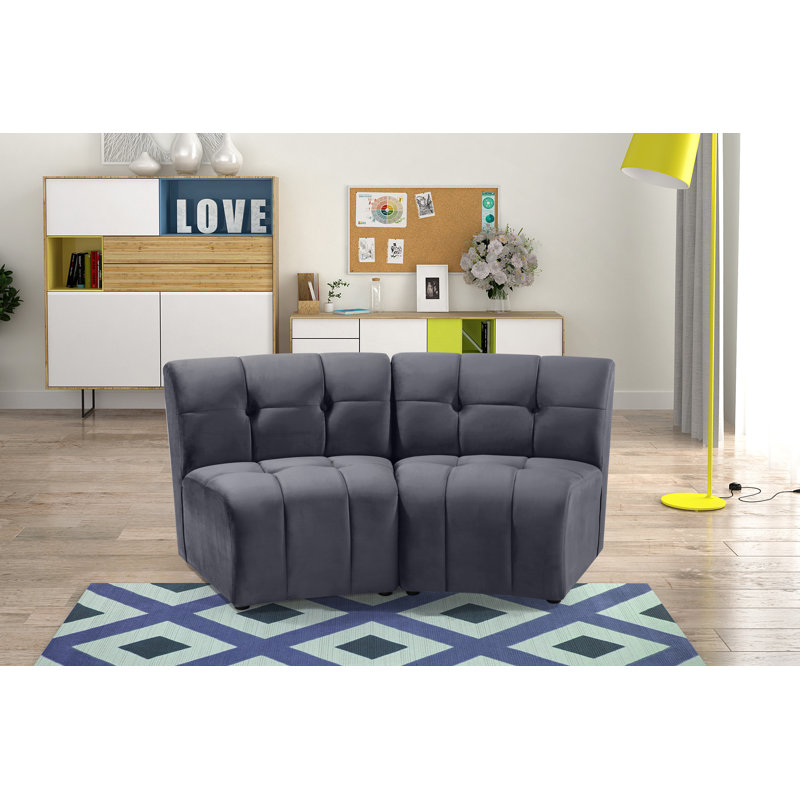 Jedson Velvet Sectional Symmetrical, Grey Velvet
