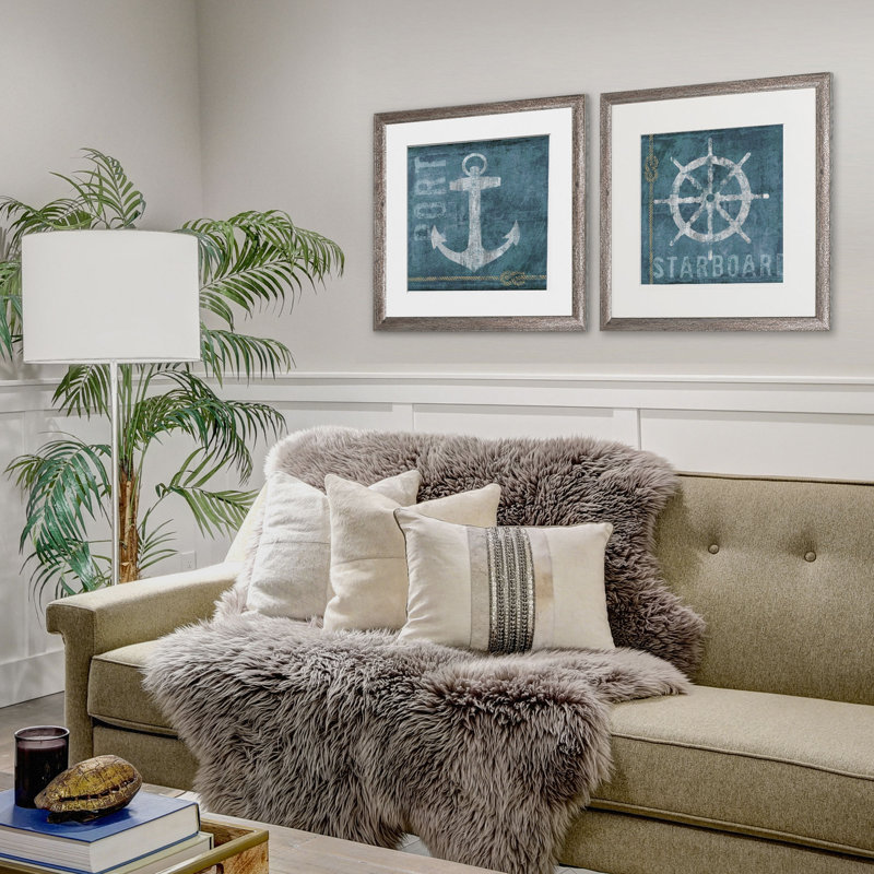 " Port & Starboard " 2 - Pieces, Brown Framed
