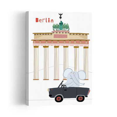 Affiche murale représentant des éléphants à Berlin, représentant une architecture contemporaine avec des éléphants.