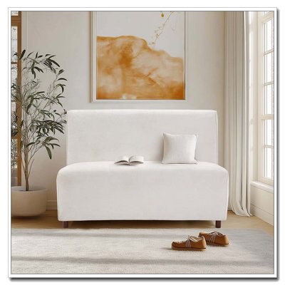 Causeuse beige en tissu Boucle