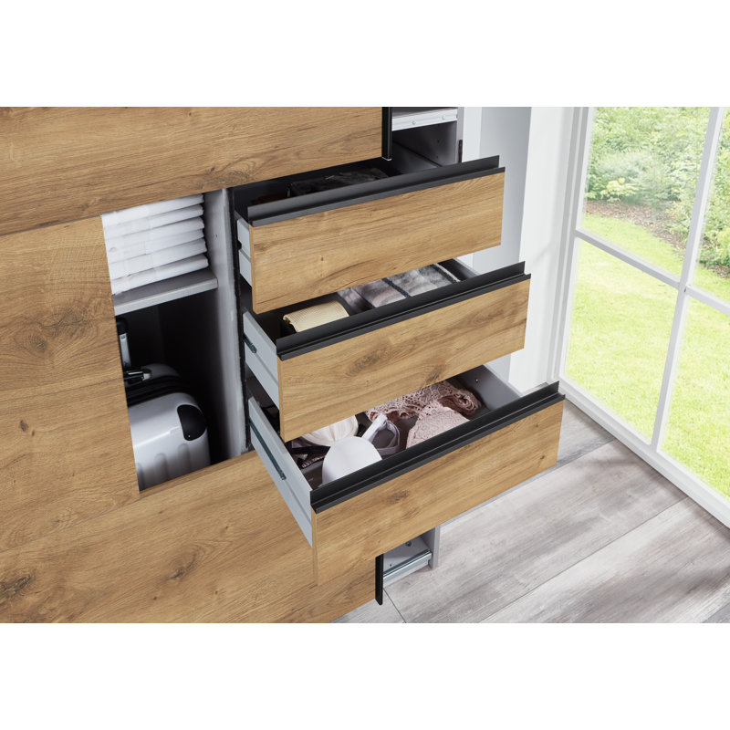 Lacreshia 3 Door Wardrobe, Brown, white and pink