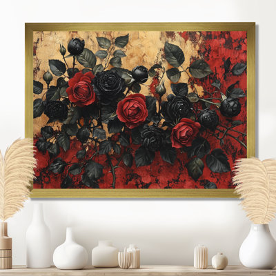 Art mural de roses de minuit de MOVita - roses, art mural