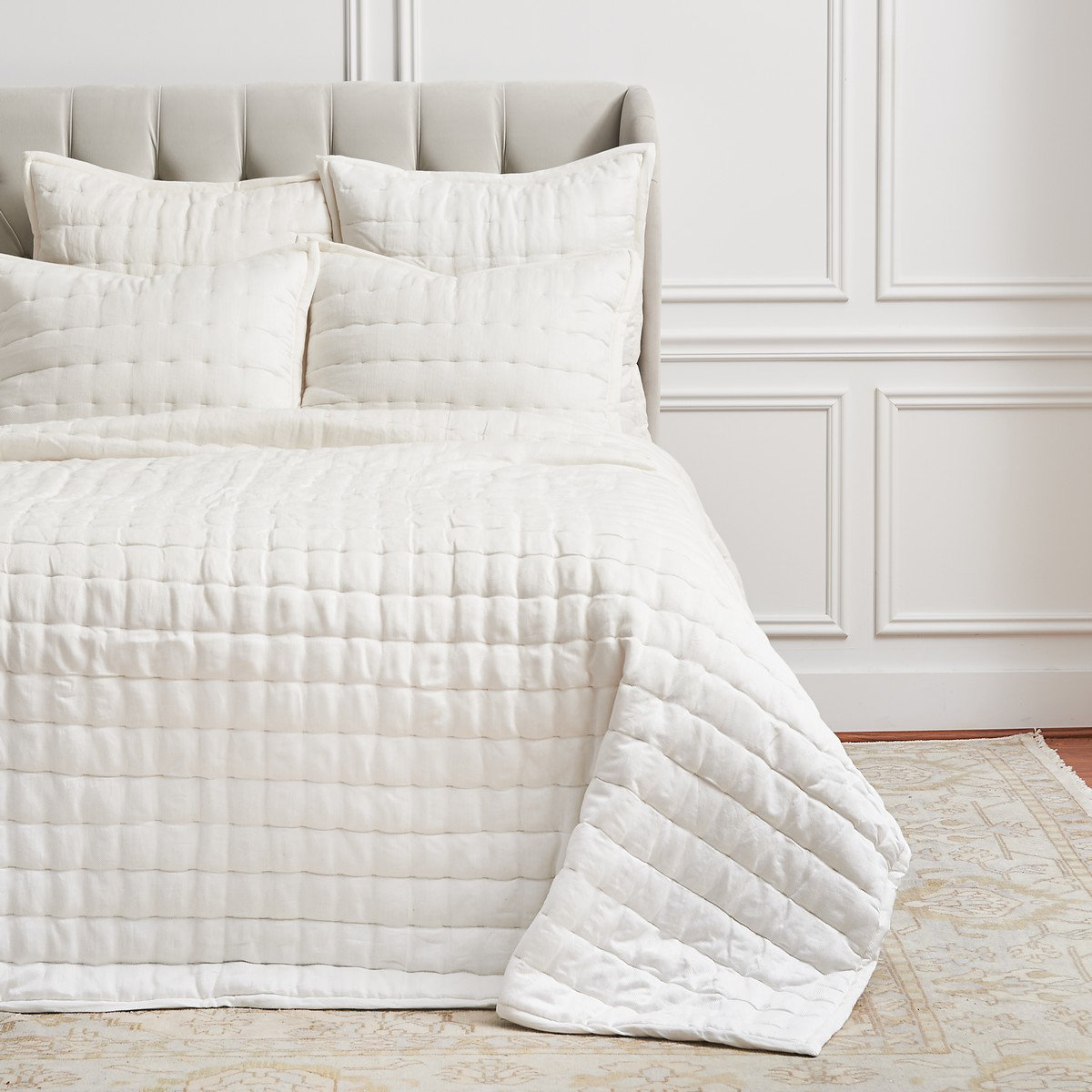 Nathanson White Standard Cotton Reversible Quilt