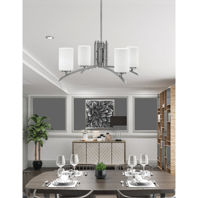 Lustre lumineux en verre mousseline de 4 po Kurve, Graphite, H 58,25 po x l 26 po x P 26 po, 4