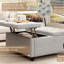 Grand banc de rangement carré, repose-pieds avec deux portes de rangement, table basse de style Mid-Century moderne, incrustation de têtes de clou, gris clair