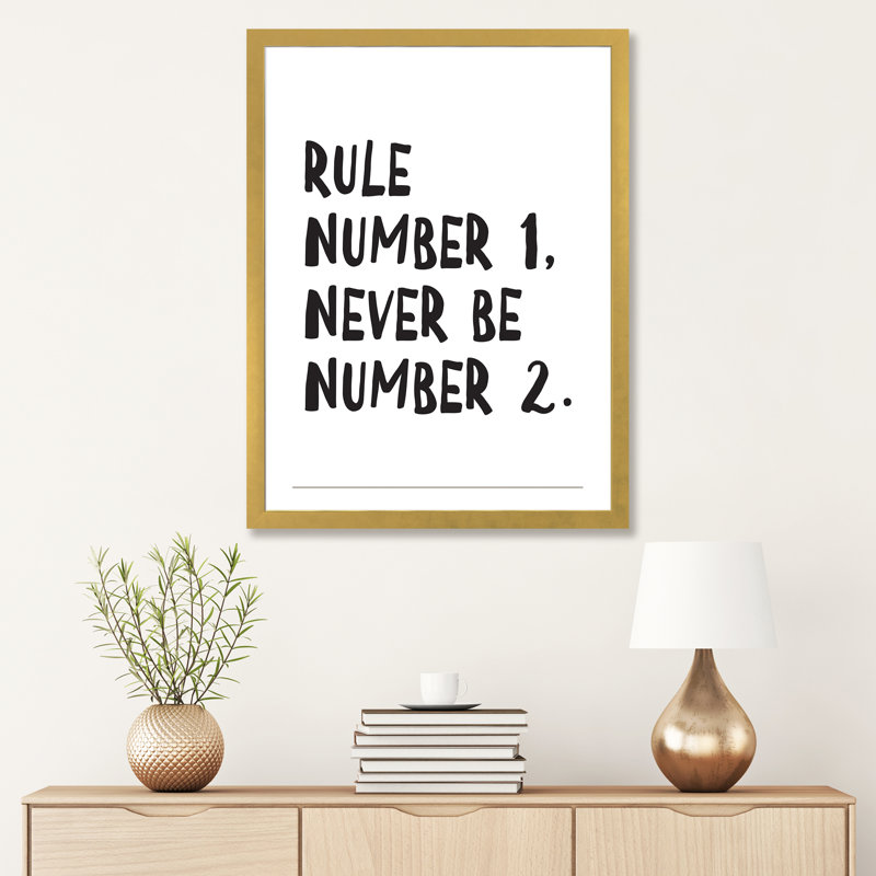 Règle numéro - reproduction d'art textuel, H 32 po x l 24 po x P 1 po, Papier encadré doré, Blanc