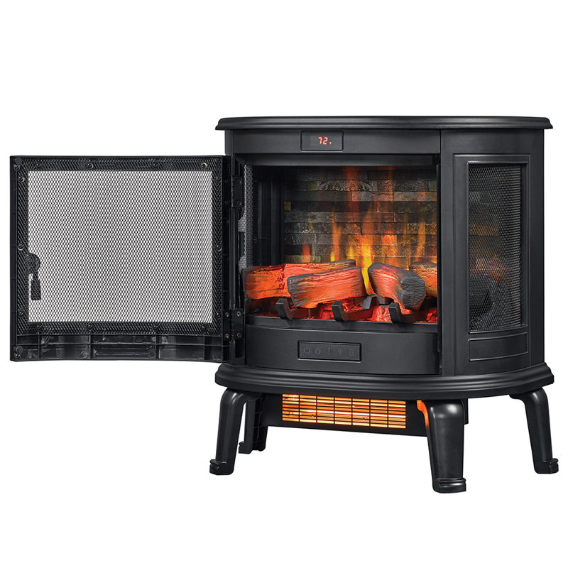 Duraflame 3D Black Curved Front Infrared Electric Fireplace With Remote Control