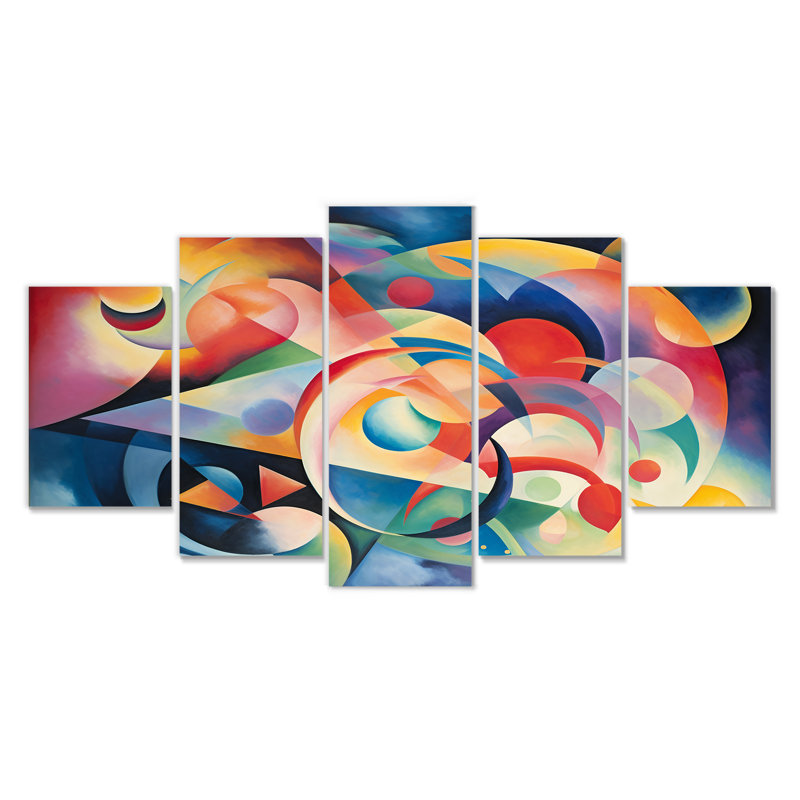 «Pastel Mystery Geometrics - Abstract Wall Art Decor», 5 pièces, H 32 po x l 60 po