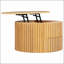 Table basse ronde à plateau relevable avec rangement dissimulé, décor moderne en bois cannelé pour un salon polyvalent-514893498