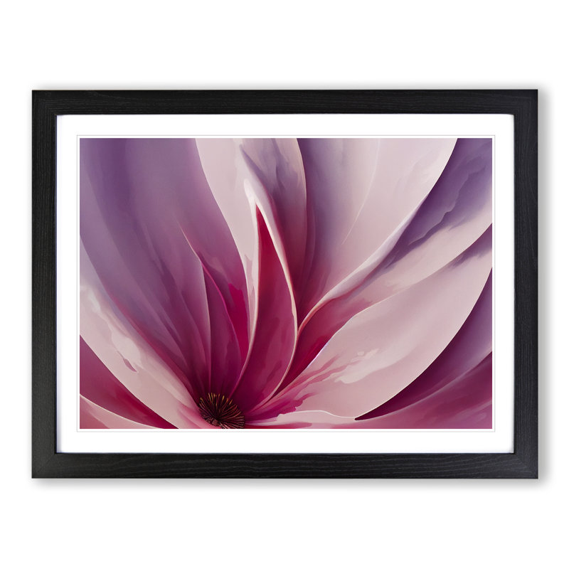 Legendary Modern Flower Abstract - Single Picture Frame Print, Black Framed, 46cm H x 64cm W x 2cm D