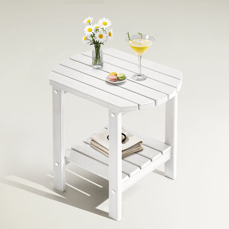 Table d'appoint extérieure 17 po 2 niveaux, Blanc