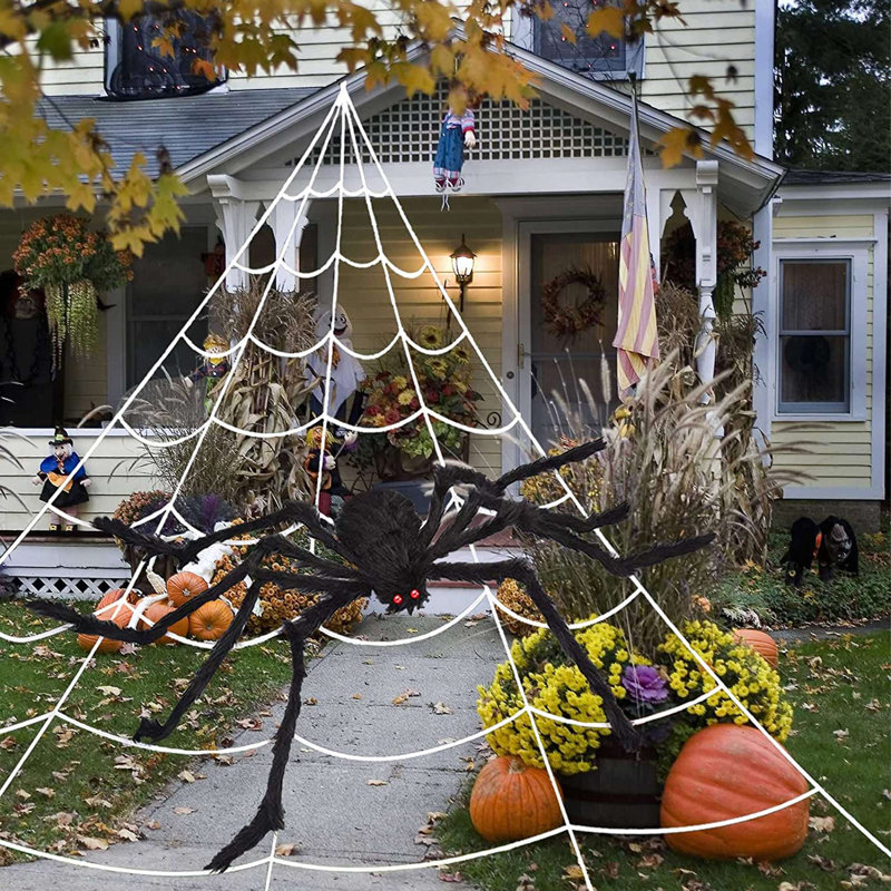 Décoration d'Halloween 59 po avec toile d'araignée géante 59 po H 275,6 po x l 216,5 po, H 275,6 po x l 216,5 po x P 3 po