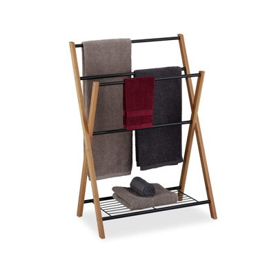 Freestanding 4 Rail Blanket Rack Black Metal