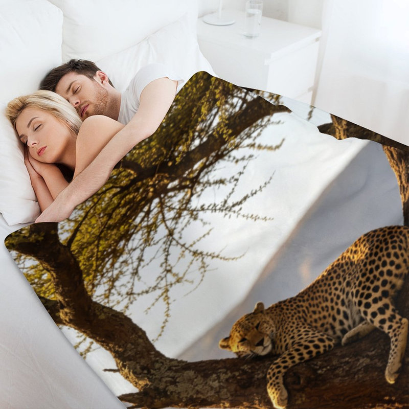 Jeté en flanelle Leopard Tree Savanna, 60 x 80 po