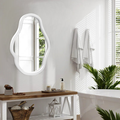 Irregular Wooden Framed Wall Mirror Decorative Mirror