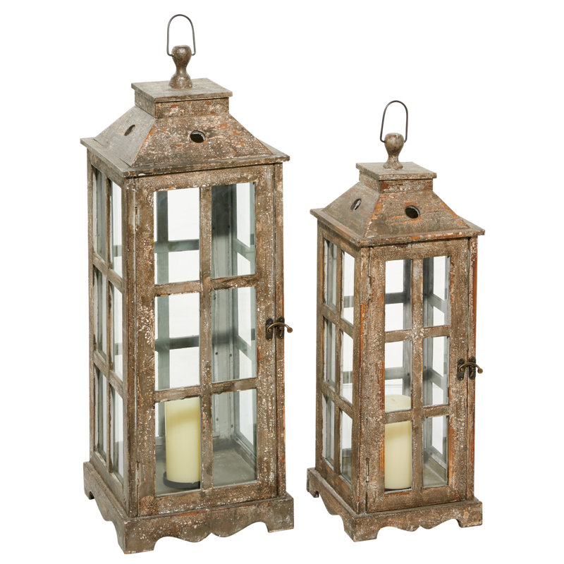 Ensemble de lanternes de table en bois 2 pièces