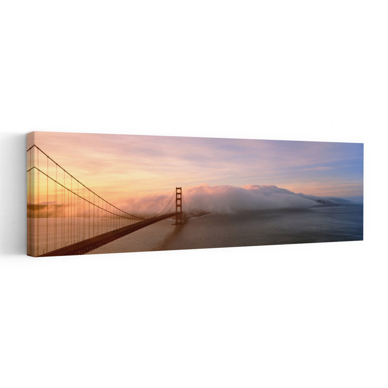 Golden Gate Bridge and Fog, San Francisco, Californie, art dramatique abstrait coloré, H 16 po x l 48 po