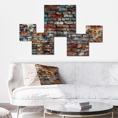 Brick Wall Elegance I - ensemble d'art abstrait mural de 5