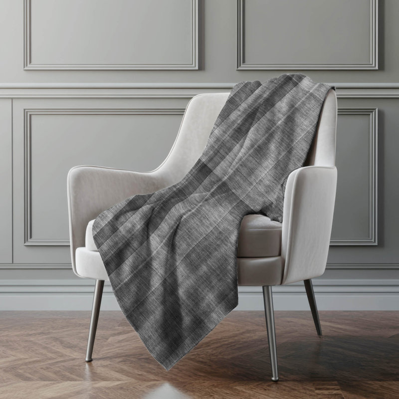 Jeté en sherpa Addison, Tissu écossais gris