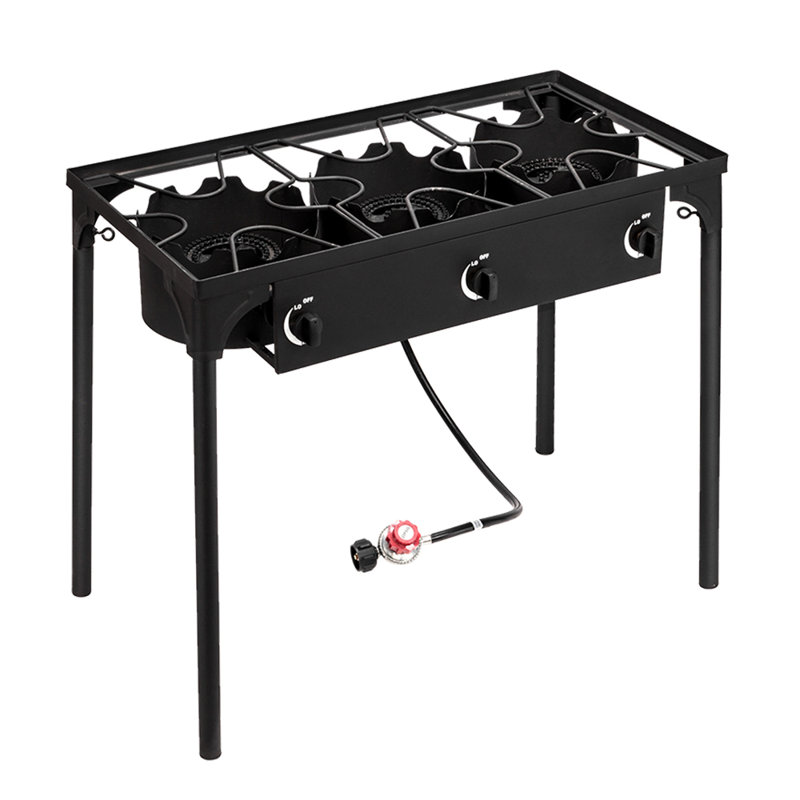 Four portatif au propane à trois brûleurs pour l'extérieur, cadre de support multi-casseroles à pattes amovibles pour la pêche et la chasse