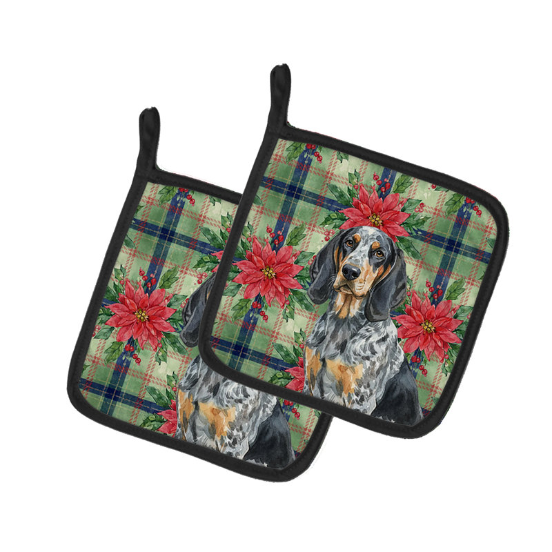 Paire de poignées Bluetick Coonhound Christmas Poinsettas