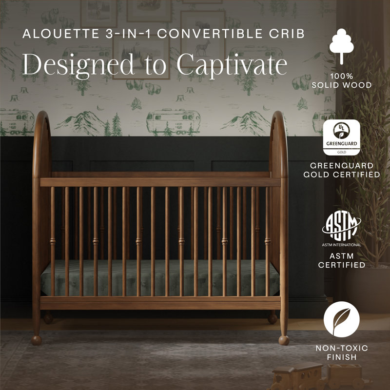Greenguard Gold Certified 3 -in-1 Convertible Crib, Natural Walnut