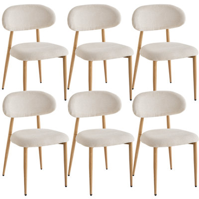 Linen Blend Upholstered Upholstered Back Side Chair in Beige