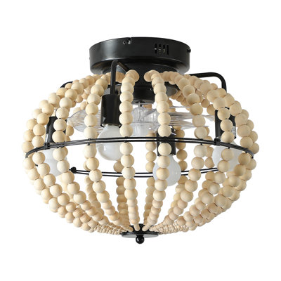 Ventilateur de plafond en bois avec perles Boho