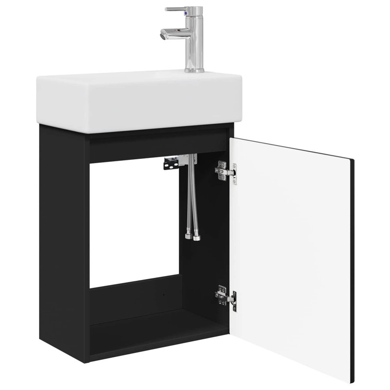 Single Bathroom Vanity with Ceramic Basin, Black