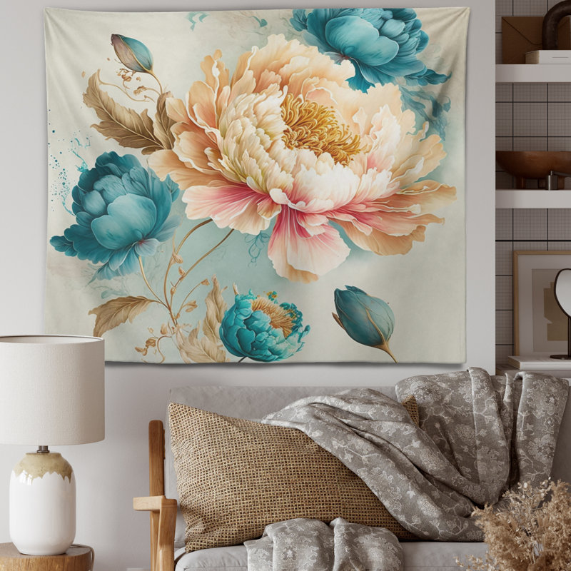 Tapisserie florale en polyester IV, H 50 po x l 60 po