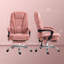Chaise de bureau de massage rose, avec repose-pieds, chaise de bureau de direction, avec 6 points de vibration et chaleur, chaise d'ordinateur inclinable, chaise de bureau pivotante, hauteur réglable