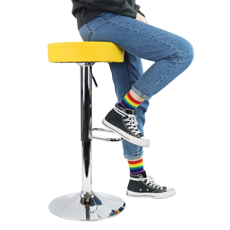 Aavi Swivel Upholstered Adjustable Height Counter Stool, Yellow