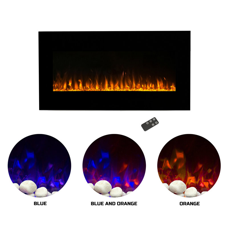 Allmeria Wall Mounted Electric Fireplace with Remote, Adjustable Flame Color, Timer, and Heat, 20" H x 42" W x 4.75" D