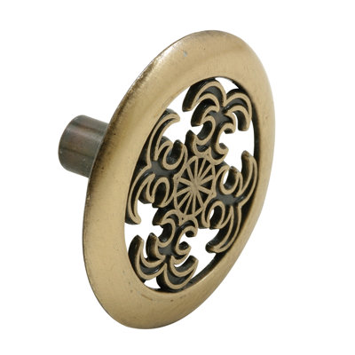 Prime-Line Round Filigree Cabinet Knob, Antique Brass
