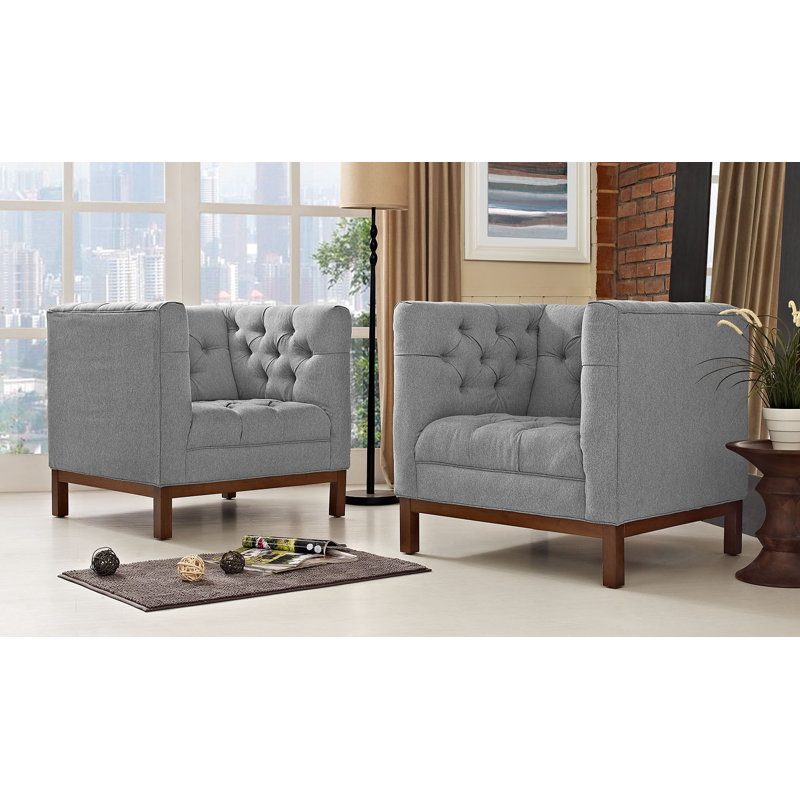 Fauteuils Modway Panache, Velours gris performance