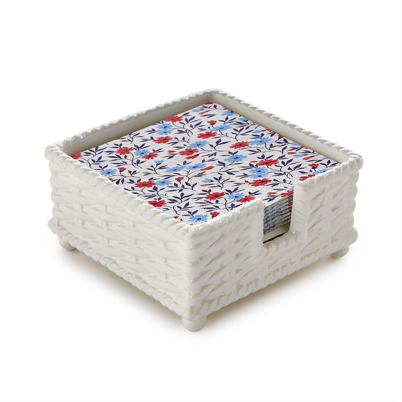 Porte-serviettes de table en céramique Basketweave, H 3 po