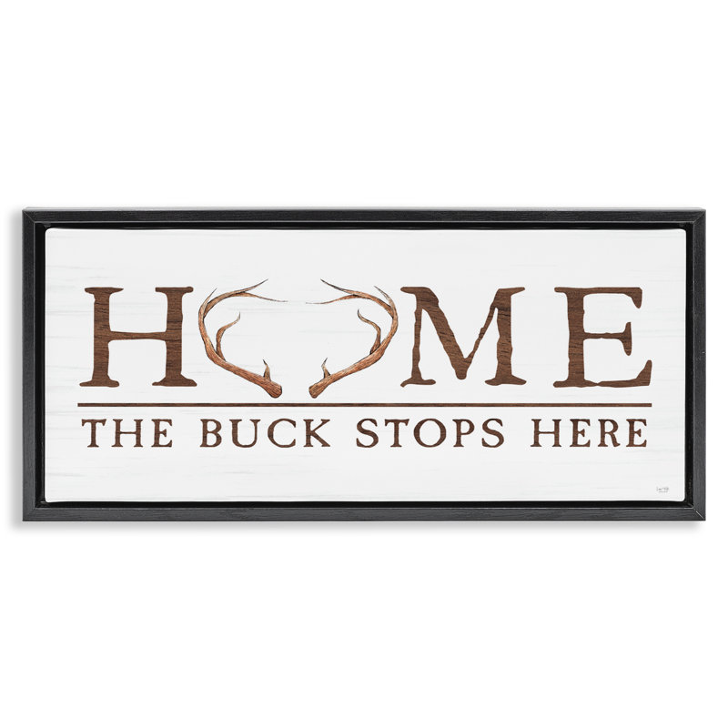 Cadre flottant Buck Stops Here, par Lux + Me Designs, H 14 po x l 31 po, Cadre flottant noir de jais